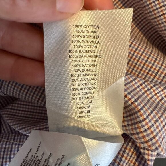 Ben Sherman Orange & Blue Check Western-Style Button-Up Shirt, Size Small - Picture 6 of 9